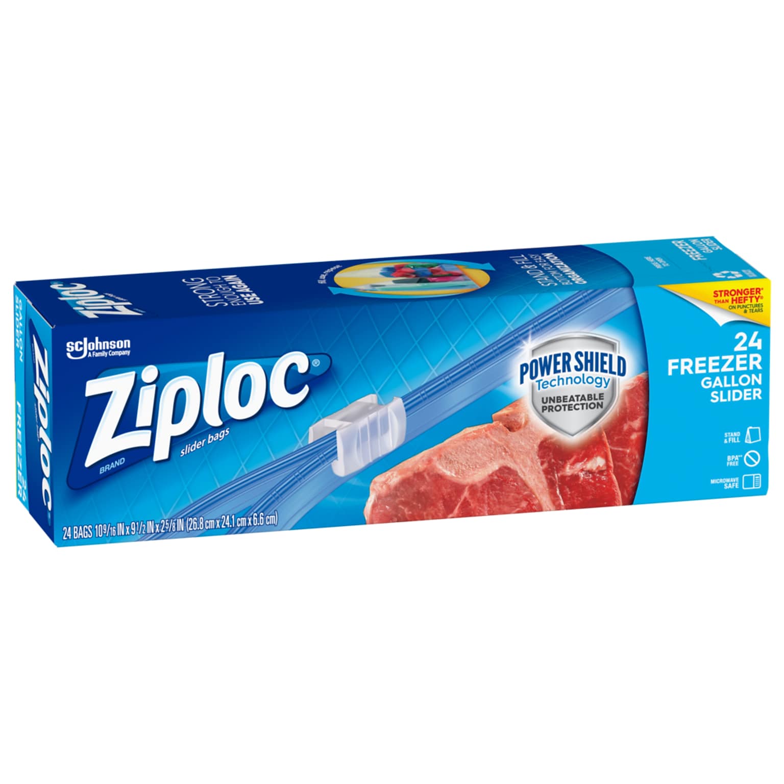 Ziploc Slider Freezer Bags, Gallon, 24/Carton (316485)