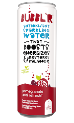 Bubblr Antioxidant Sparkling Water, Pomegranate Acai Refreshr, 12 oz. Can, 12/Pack (WIC39920)