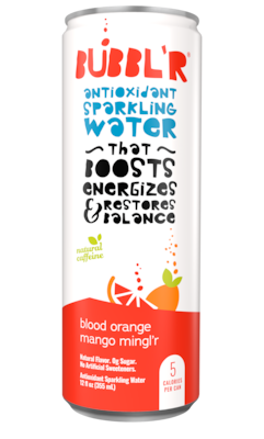 Bubblr Antioxidant Sparkling Water, Blood Orange Mango Minglr, 12 oz. Can, 12/Pack (WIC39919)