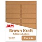 JAM Paper Address Labels, 1 1/3" x 4" , Brown Kraft, 14 Labels/Sheet, 9 Sheets/Pack (359330336)