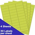 JAM Paper Laser/Inkjet Mailing Address Labels, 1 x 2 5/8, Ultra Lime Green, 120 Labels/Pack (30272