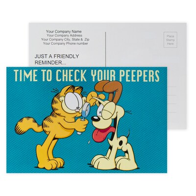 Custom Full Color Postcards, Garfield Check Peepers, 4 x 6, 12 pt. Coated Front Side Stock, Flat P