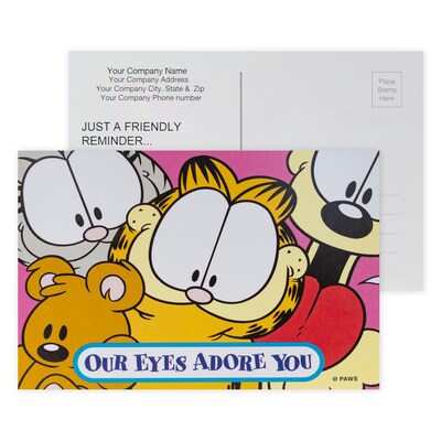 Custom Full Color Postcards, Garfield Eyes Adore You, 4 x 6, 12 pt. Coated Front Side Stock, Flat