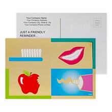 Custom Foil Postcards, Four Dental Icons- Gold Foil, 4 x 6, 12 pt. Coated Front Side Stock, Flat P