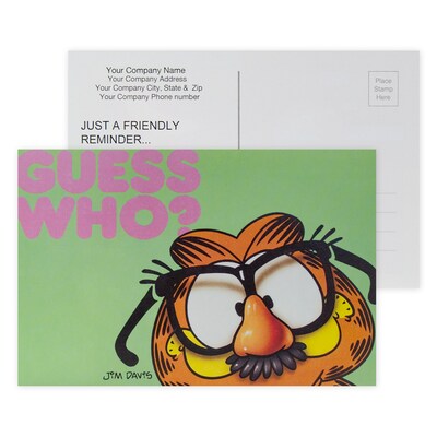 Custom Full Color Postcards, Garfield Guess Who?, 4 x 6, 12 pt. Coated Front Side Stock, Flat Prin