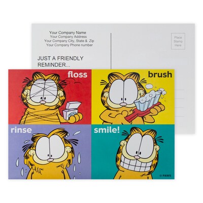 Custom Full Color Postcards, Garfield 4 Pictures, 4 x 6, 12 pt. Coated Front Side Stock, Flat Prin