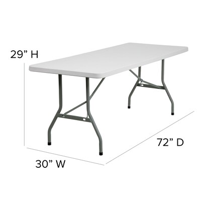 Flash Furniture Kathryn Folding Table, 72" x 30", Granite White (RB3072)