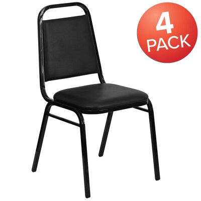 Flash Furniture HERCULES Series Vinyl Banquet Stacking Chair, Black, 4 Pack (4FDBHF2BKVYL)