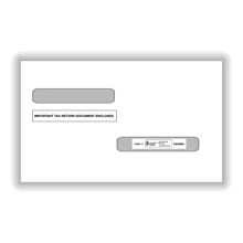 ComplyRight Double-Window Envelopes For W-2 (5216)/1099-R (5175) Tax Forms, Moisture-Seal, 100/Pack