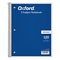 Oxford 3-Subject Notebooks, 8" x 10.5", Wide Ruled, 120 Sheets, Each (65012)