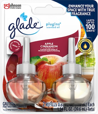 Glade Plugins Scented Oil, Apple Cinnamon, 2/Pack (315104)