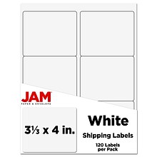 JAM Paper® Shipping Labels, 3 1/3 x 4, White, 6 Labels/Sheet, 20 Sheets/Pack, 120 Labels/Pack (40629