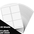JAM Paper® Shipping Labels, 3 1/3 x 4, White, 6 Labels/Sheet, 20 Sheets/Pack, 120 Labels/Pack (40629