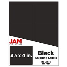JAM Paper Shipping Labels, 3 1/3 x 4, Black, 6 Labels/Sheet, 20 Sheets/Pack, 120 Labels/Box (30222