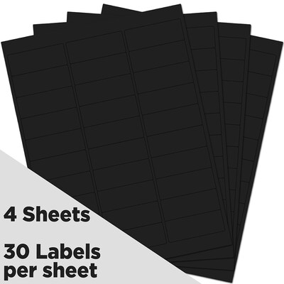 JAM Paper Address Labels, 1 x 2 5/8, Black,  30 Labels/Sheet, 4 Sheets/Pack (302228592)