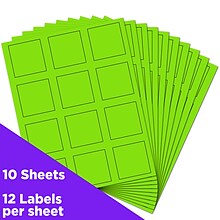 JAM Paper® Square Address Labels, 2 x 2, Neon Green, 120/Pack (367831072)