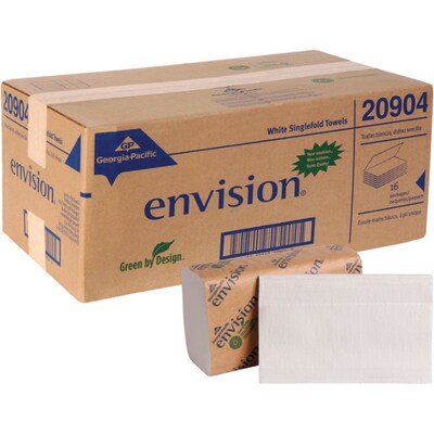 Pacific Blue Basic Recycled Single Fold Paper Towels, 1-ply, 250 Sheets/Pack, 16 Packs/Carton (20904)