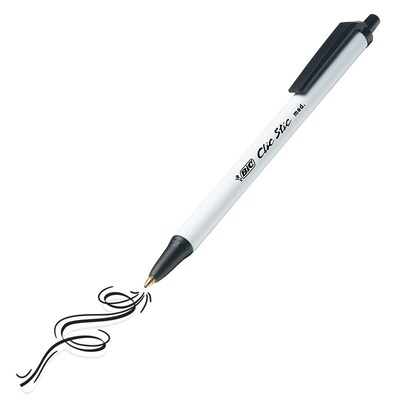 BIC Clic Stic Retractable Ballpoint Pen, Medium Point, 1.0mm, Black Ink, 24/Pack (CSM241-BLK)