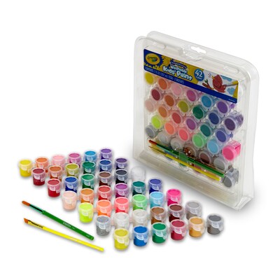 Crayola Washable Kids Paint Tray with 2 Brushes & Case, 42 Assorted Colors (BIN540157)