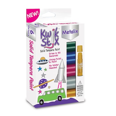 Kwik Stix Solid Tempera Paint Stick, 6 Assorted Metalix Colors Per Pack, 6 Packs (TPG613-6)