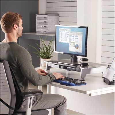 Fellowes Office Suites Premium Monitor Riser, Monitors up to 80 lbs.,Black/Silver (8031001)