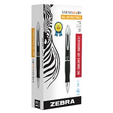 Zebra Sarasa Dry X20 Retractable Gel Pen, Medium Point, 0.7mm, Black Ink, Dozen (42610)