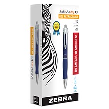 Zebra Sarasa Dry X20 Retractable Gel Pen, Medium Point, 0.7mm, Blue Ink, Dozen (42620)