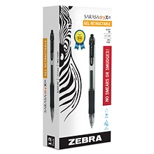 Zebra Sarasa Dry X20 Retractable Gel Pen, Medium Point, 0.7mm, Black Ink, Dozen (46810)