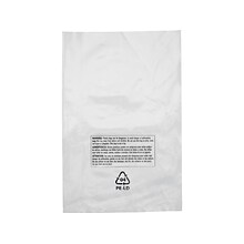 6 x 9 Suffocation Warning Layflat Poly Bags, 2 Mil, Clear, 1000/Carton (16100)