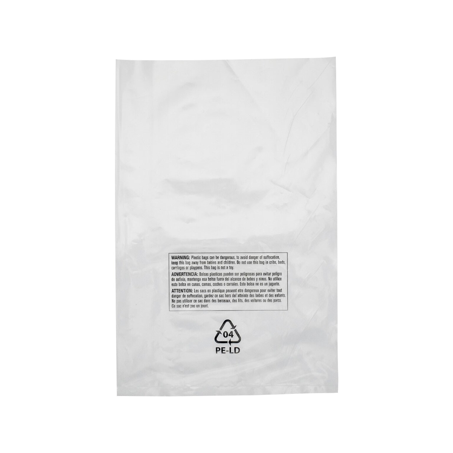 6 x 9 Suffocation Warning Layflat Poly Bags, 2 Mil, Clear, 1000/Carton (16100)