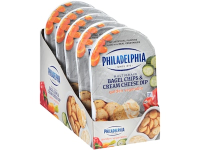 Philadelphia Bagel Chips & Cream Cheese Dip, Garden Vegetable, 2.5 oz., 5/Pack (62352)