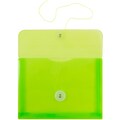 JAM Paper Plastic Envelopes with Button and String Tie Closure, Index Booklet, 5.5 x 7.5, Lime Green