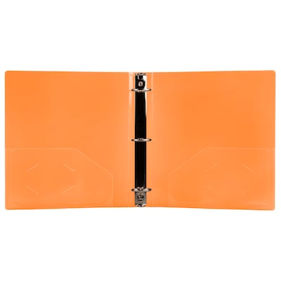 JAM Paper Heavy Duty 1 1/2" 3-Ring Flexible Poly Binders, Orange (762T15OR)