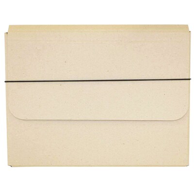 JAM Paper Thick Portfolio File Carrying Case with Elastic, 10 x 1 1/4 x 13 1/4, Natural Kraft, Sold