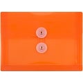 JAM Paper Plastic Envelopes with Button and String Tie Closure, Index Booklet, 5.5 x 7.5, Orange, 12