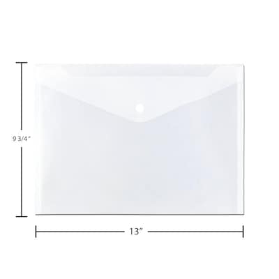 JAM Paper Poly Envelope with Snap Closure, Letter Size, Clear, 12/Pack (218S0CLG)