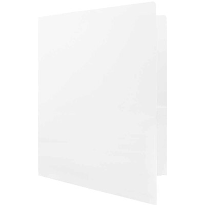 JAM Paper Heavy Duty Two-Pocket Plastic Folders, White, 6/Pack (57404D)