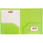 JAM Paper Heavy Duty Plastic Two-Pocket School Folders, Lime Green, 6/Pack (383HLID)