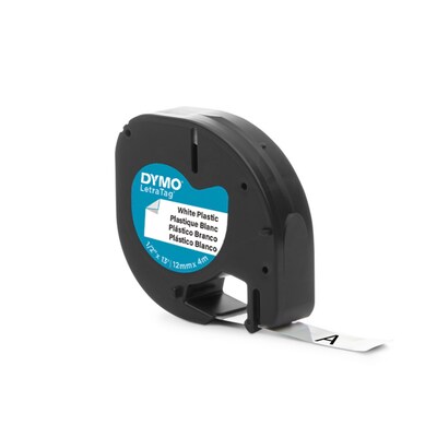 DYMO LetraTag 91331 Plastic Label Maker Tape, 1/2" x 13', Black on White (91331)