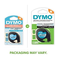 DYMO LetraTag 16952 Plastic Label Maker Tape, 1/2 x 13, Black on Clear (16952)