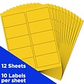 JAM Paper Laser/Inkjet Shipping Address Labels, 2 x 4, Yellow, 10 Labels/Sheet, 12 Sheets/Pack (30