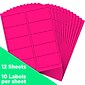 JAM Paper Laser/Inkjet Shipping Labels, 2" x 4", Neon Pink, 10 Labels/Sheet, 12 Sheets/Pack (354328023)