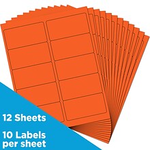 JAM Paper Laser/Inkjet Shipping Address Labels, 2 x 4, Orange, 10 Labels/Sheet, 12 Sheets/Pack (30