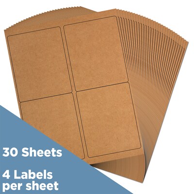 JAM Paper Laser/Inkjet Shipping Address Labels, 4 x 5, Brown Kraft, 10 Labels/Sheet, 12 Sheets/Pac