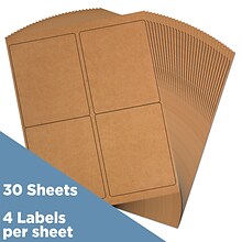 JAM Paper Laser/Inkjet Shipping Address Labels, 4 x 5, Brown Kraft, 10 Labels/Sheet, 12 Sheets/Pac