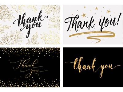 Better Office Thank You Cards with Envelopes, 4 x 6, Black/Gold, 100/Pack (64520)