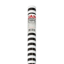 JAM Paper Gift Wrap, Striped Wrapping Paper, 25 Sq. Ft, Black & White Stripes, Roll Sold Individuall