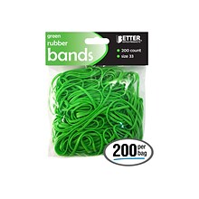 Better Office Multi-Purpose #33 Rubber Bands, 3.5 x 0.125, Latex Free, Vibrant Green, 200/Pack (33