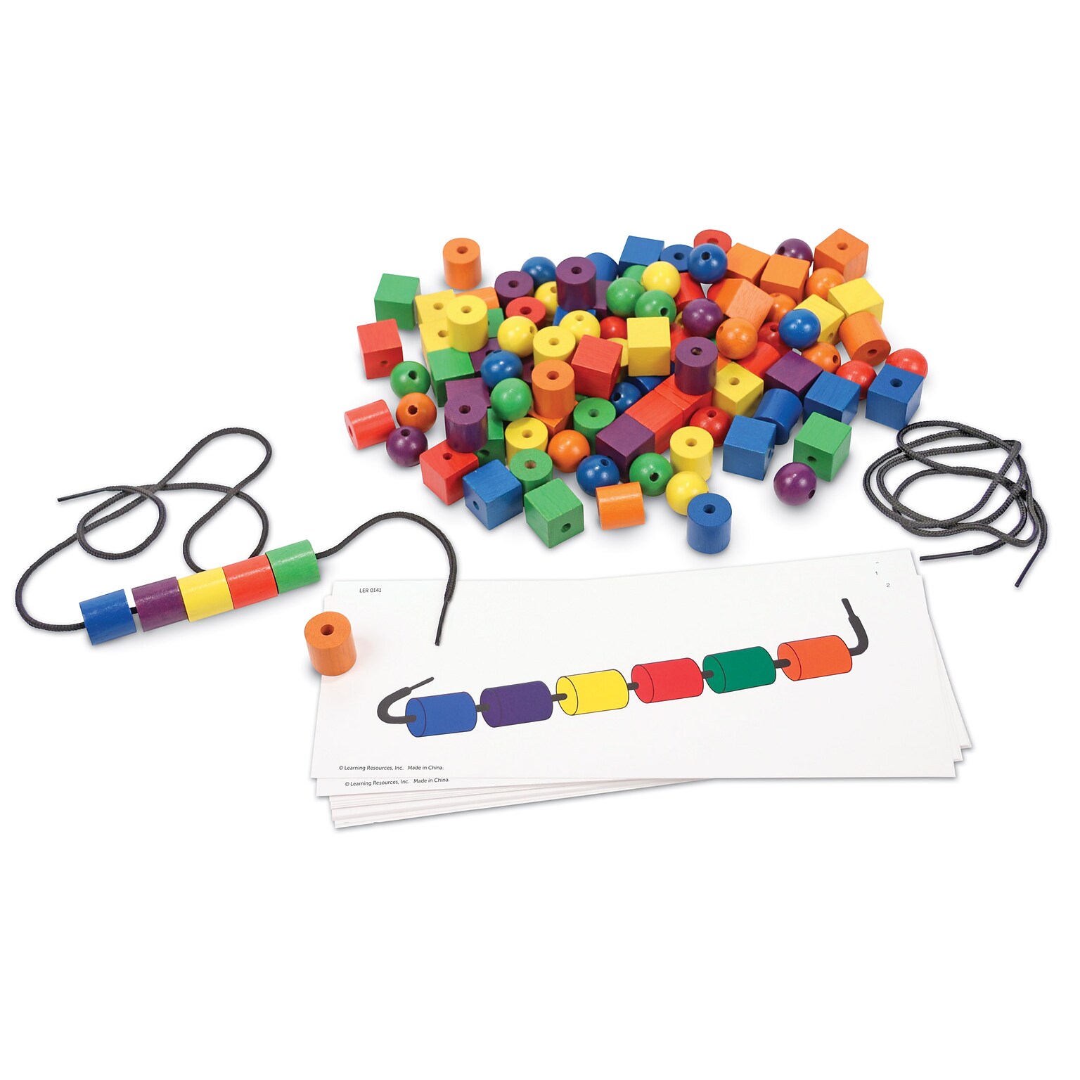 Learning Resources Beads and Pattern Cards Activity Set, 130 Pieces (LER0139)