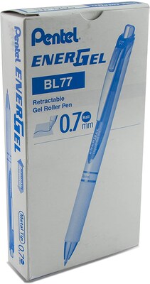 Pentel EnerGel RTX Retractable Gel Pens, Medium Point, Blue Ink, 12/Pack (BL77PW-C)